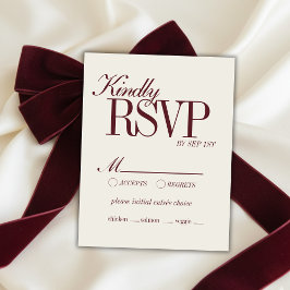 Tarjeta De Confirmación De Asistencia Elegant Script Burgundy Red Formal Wedding Details