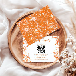 Tarjeta De Confirmación De Asistencia Elegant Simple Copper Floral QR Code Wedding