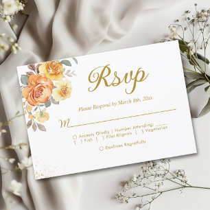 Tarjeta De Confirmación De Asistencia Elegant spring orange flowers with Golden tones