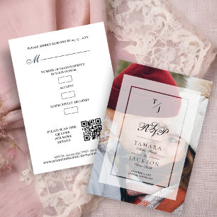 Tarjeta De Confirmación De Asistencia Elegant Vellum Transparency Wedding Initials Photo