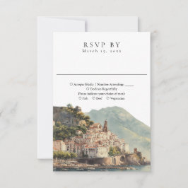Tarjeta De Confirmación De Asistencia Elegant Watercolor Amalfi  Italian Wedding