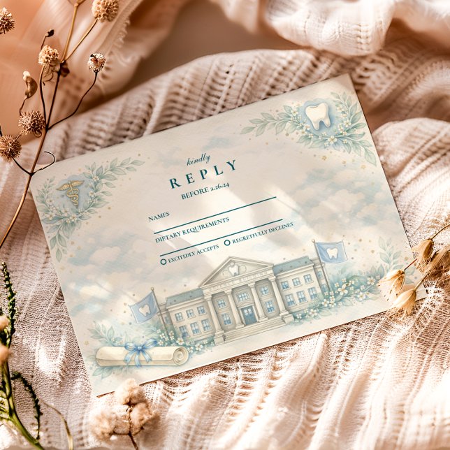 Tarjeta De Confirmación De Asistencia Elegant White Coat Dentist Graduation Party (Subido por el creador)