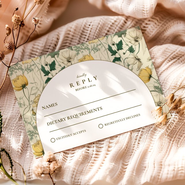 Tarjeta De Confirmación De Asistencia Elegant Wildflower Arch Minimal Wedding (Subido por el creador)