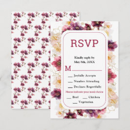 Tarjeta De Confirmación De Asistencia Elegant Winter Hellebore Floral Burgundy Wedding