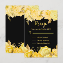 Tarjeta De Confirmación De Asistencia Elegant Yellow and Gold Flowers Sweet Sixteen