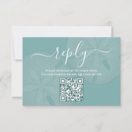 Tarjeta De Confirmación De Asistencia Elegante acuarela Beach Sand Dollar QR Code