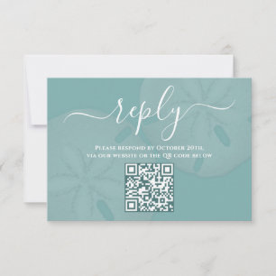Tarjeta De Confirmación De Asistencia Elegante acuarela Beach Sand Dollar QR Code