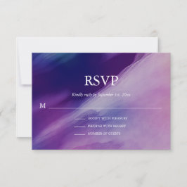 Tarjeta De Confirmación De Asistencia Elegante acuarela Boda azul de la Marina Púrpura
