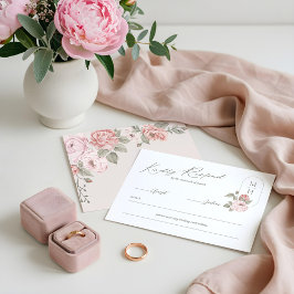 Tarjeta De Confirmación De Asistencia Elegante acuarela color de rosa Peony Floral Monog