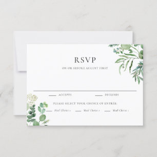 Tarjeta De Confirmación De Asistencia Elegante acuarela Eucalyptus Greenery Boda