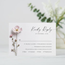 Tarjeta De Confirmación De Asistencia Elegante acuarela Flores salvajes Boda floral