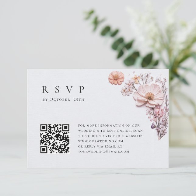 Tarjeta De Confirmación De Asistencia Elegante acuarela Flores salvajes Boda floral (Anverso de pie)