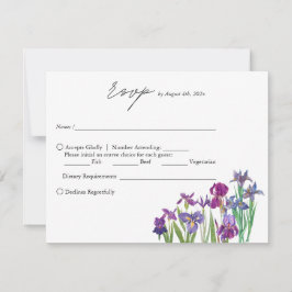 Tarjeta De Confirmación De Asistencia Elegante acuarela Iris floral boda