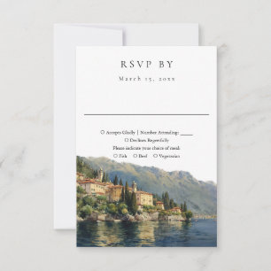 Tarjeta De Confirmación De Asistencia Elegante acuarela Lago Como Italia Boda