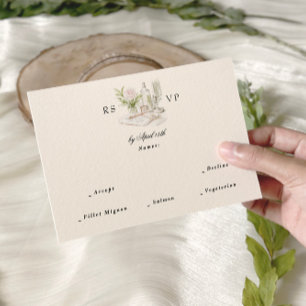 Tarjeta De Confirmación De Asistencia Elegante acuarela Manor Garden Wedding