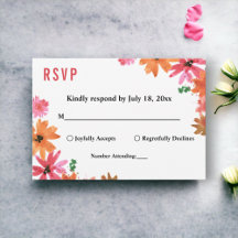 Elegante acuarela Naranja rosa Boda floral otoño