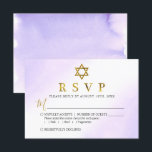 Tarjeta De Confirmación De Asistencia Elegante acuarela Pastel Purple Gold Bat Mitzvah<br><div class="desc">Elegante acuarela Pastel Purple Gold Bat Mitzvah RSVP Card</div>