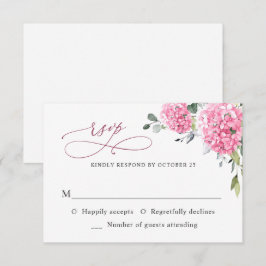 Tarjeta De Confirmación De Asistencia Elegante acuarela rosa Hydrangea Boda floral