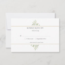Tarjeta De Confirmación De Asistencia Elegante aguamarina moderna de follaje verde