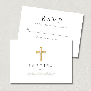 Tarjeta De Confirmación De Asistencia Elegante alfabeto tapo Baptismo religioso