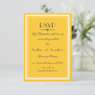 Tarjeta De Confirmación De Asistencia Elegante Amarillo Soleado para Boda Guión Blanco W