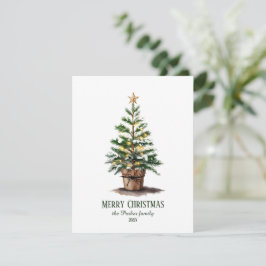 Tarjeta De Confirmación De Asistencia Elegante Árbol de Navidad acuarela no foto