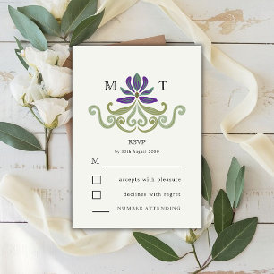 Tarjeta De Confirmación De Asistencia Elegante Arte Nouveau Floral Vintage Boda
