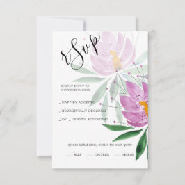 Tarjeta De Confirmación De Asistencia Elegante arte romántico violeta Lotus acuarela
