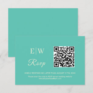 Tarjeta De Confirmación De Asistencia Elegante Awe Acuático Simple con Monograma Boda
