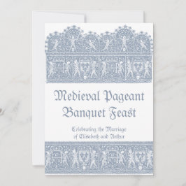 Tarjeta De Confirmación De Asistencia Elegante banquete medieval de azul francés