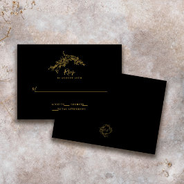 Tarjeta De Confirmación De Asistencia Elegante Baroque Chinoiserie Vintage Gold/Black