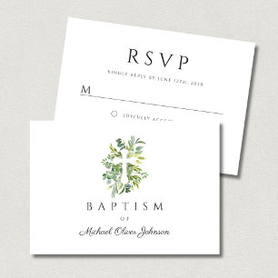 Tarjeta De Confirmación De Asistencia Elegante bautismo biológico religioso