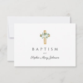 Tarjeta De Confirmación De Asistencia Elegante bautismo religioso transversal floral