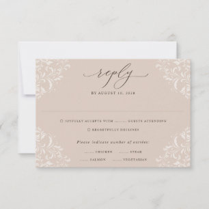 Tarjeta De Confirmación De Asistencia Elegante Beige Taupe Clásico Neutro Boda