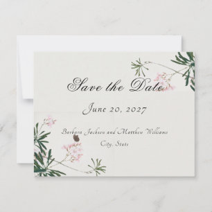 Tarjeta De Confirmación De Asistencia Elegante Blossom Rosa Botánico Guardar tarjeta de