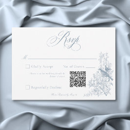 Tarjeta De Confirmación De Asistencia Elegante Blue Chinoiserie Naturaleza y Boda de Ave