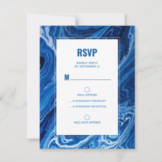 Tarjeta De Confirmación De Asistencia Elegante Blue Ocean Waves Bar Mitzvah