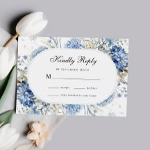 Elegante Blue Wildflowers Watercolor Floral Boda