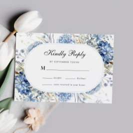 Tarjeta De Confirmación De Asistencia Elegante Blue Wildflowers Watercolor Floral Boda