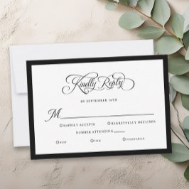 Tarjeta De Confirmación De Asistencia Elegante boda, amable de responder a caligrafía