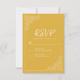 Tarjeta De Confirmación De Asistencia Elegante Boda amarillo mostaza