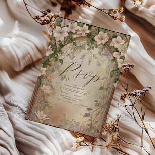 Tarjeta De Confirmación De Asistencia Elegante Boda Art Nouveau