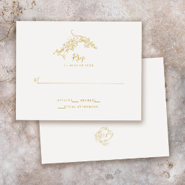 Tarjeta De Confirmación De Asistencia Elegante Boda Baroque Chinoiserie Vintage Gold