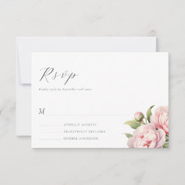 Tarjeta De Confirmación De Asistencia Elegante Boda blanco de color de agua floral de Ru
