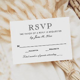 Tarjeta De Confirmación De Asistencia Elegante Boda blanco y negro