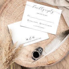 Tarjeta De Confirmación De Asistencia Elegante Boda blanco y negro