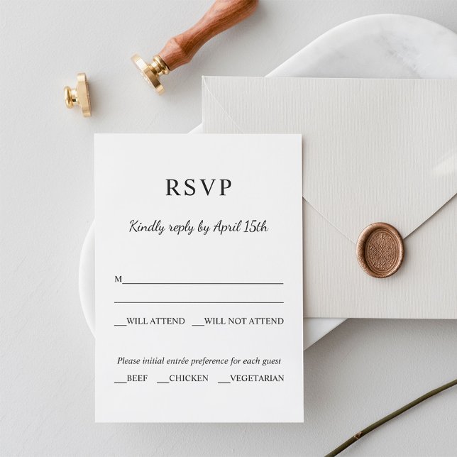Tarjeta De Confirmación De Asistencia Elegante Boda blanco y negro (Subido por el creador)