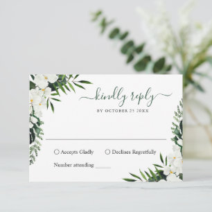 Tarjeta De Confirmación De Asistencia Elegante Boda bohemio de orquídeas blancas