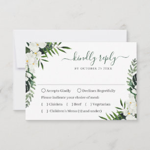 Tarjeta De Confirmación De Asistencia Elegante Boda bohemio de orquídeas blancas