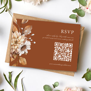 Tarjeta De Confirmación De Asistencia Elegante Boda Boho Floral de Terracota Moderna de